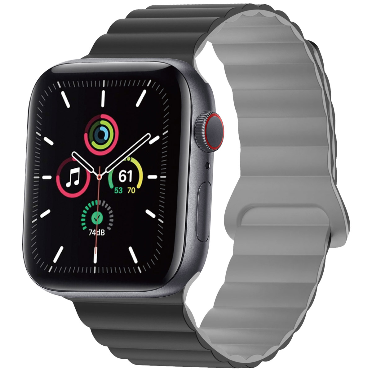 imoshion Bracelet en silicone magnétique Apple Watch | 38/40/41/42 mm - Noir / Gris