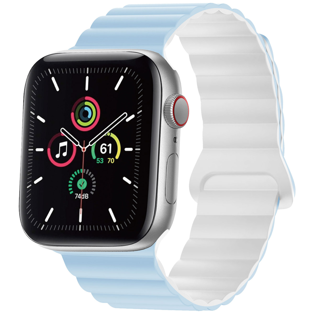 imoshion Bracelet en silicone magnétique Apple Watch | 44/45/46/49 mm - Bleu & Blanc