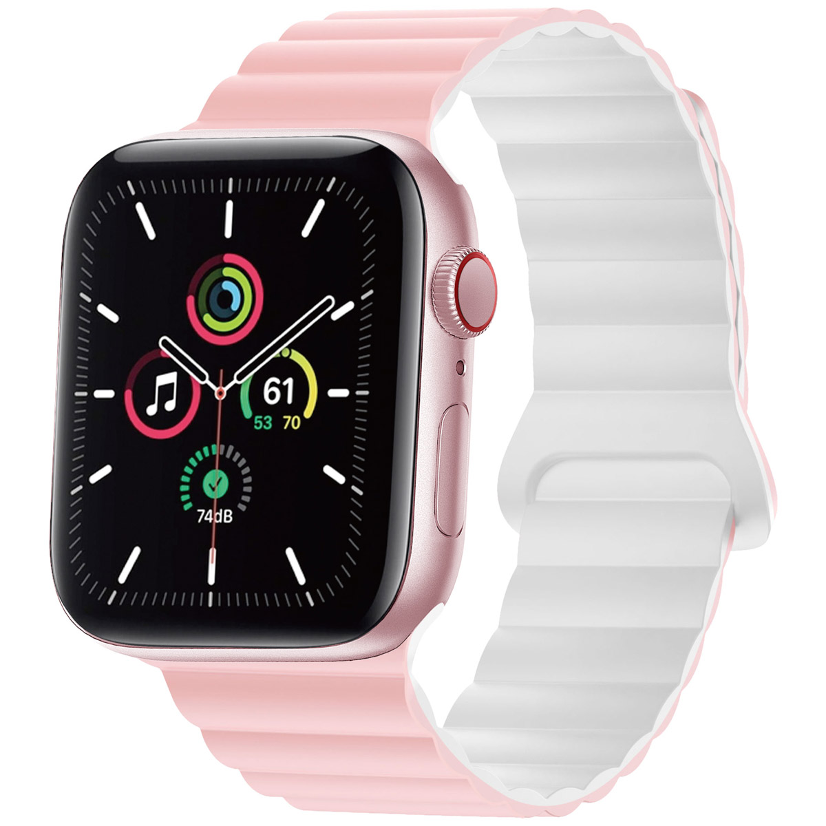 imoshion Bracelet en silicone magnétique Apple Watch | 44/45/46/49 mm - Rose & Blanc