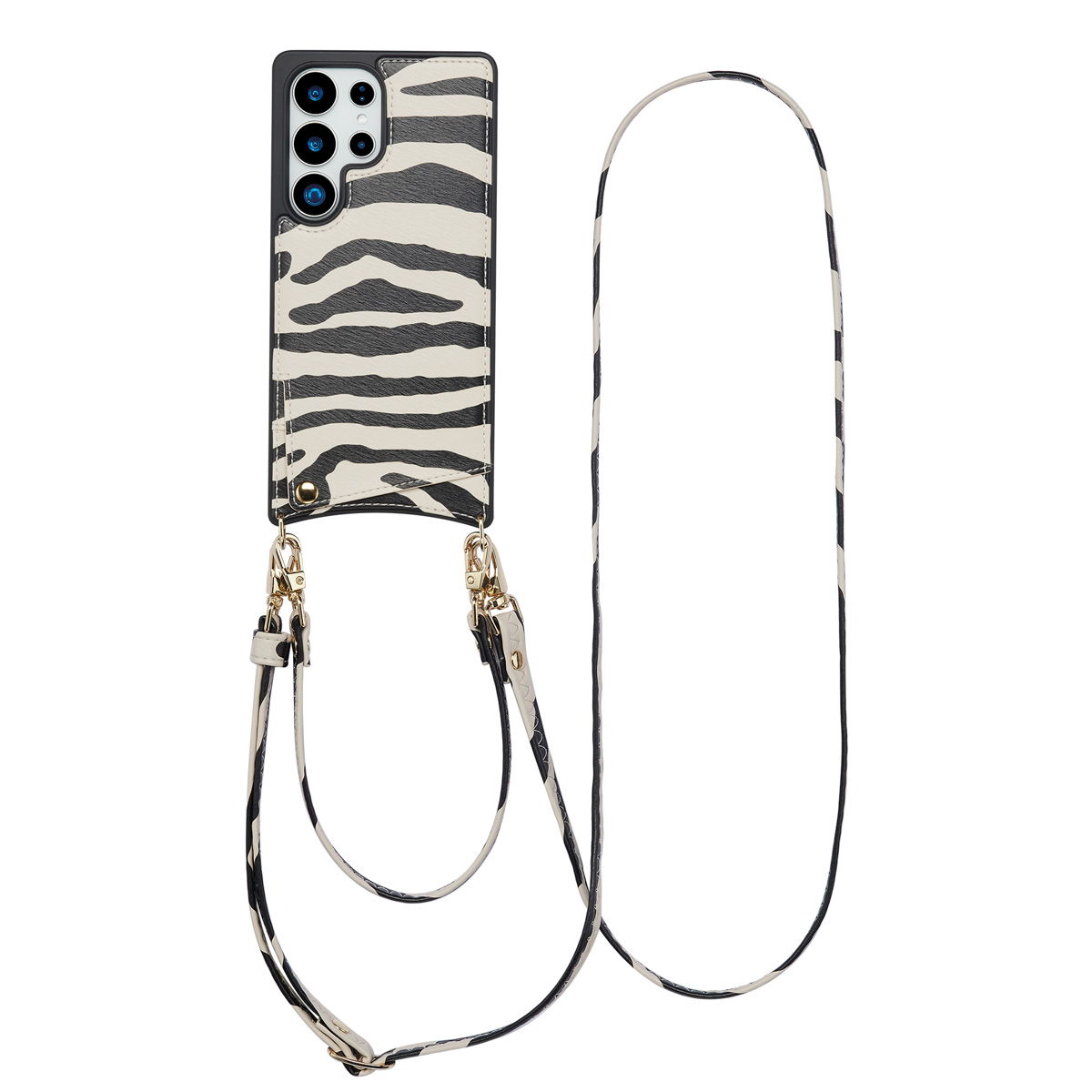 Selencia Nova Telefoonhoes met Koord en Pashouder voor de Samsung Galaxy S25 Ultra - Zazzy Zebra