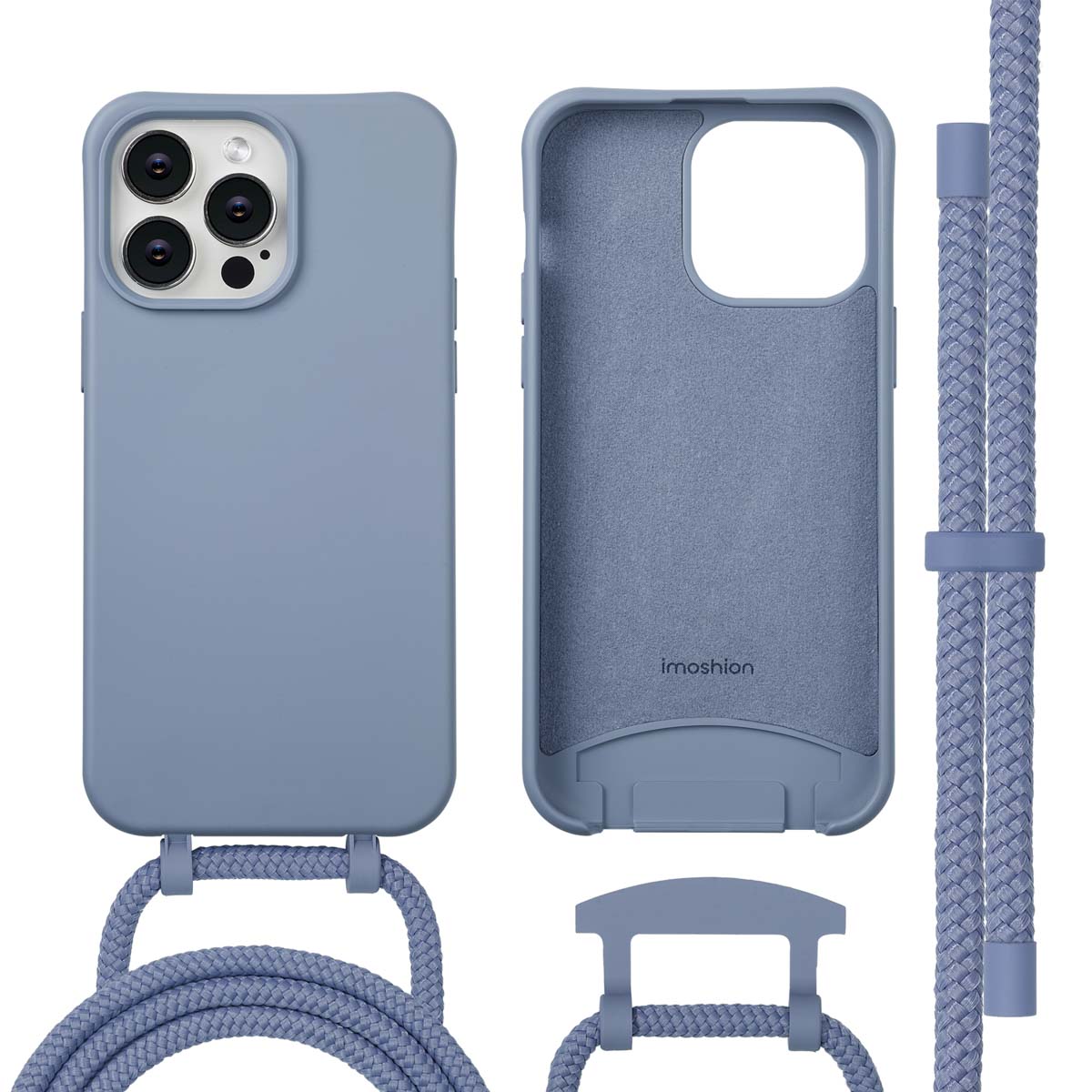 imoshion Coque arrière Color avec cordon amovible et MagSafe Apple iPhone 14 Pro Max - Ash Blue