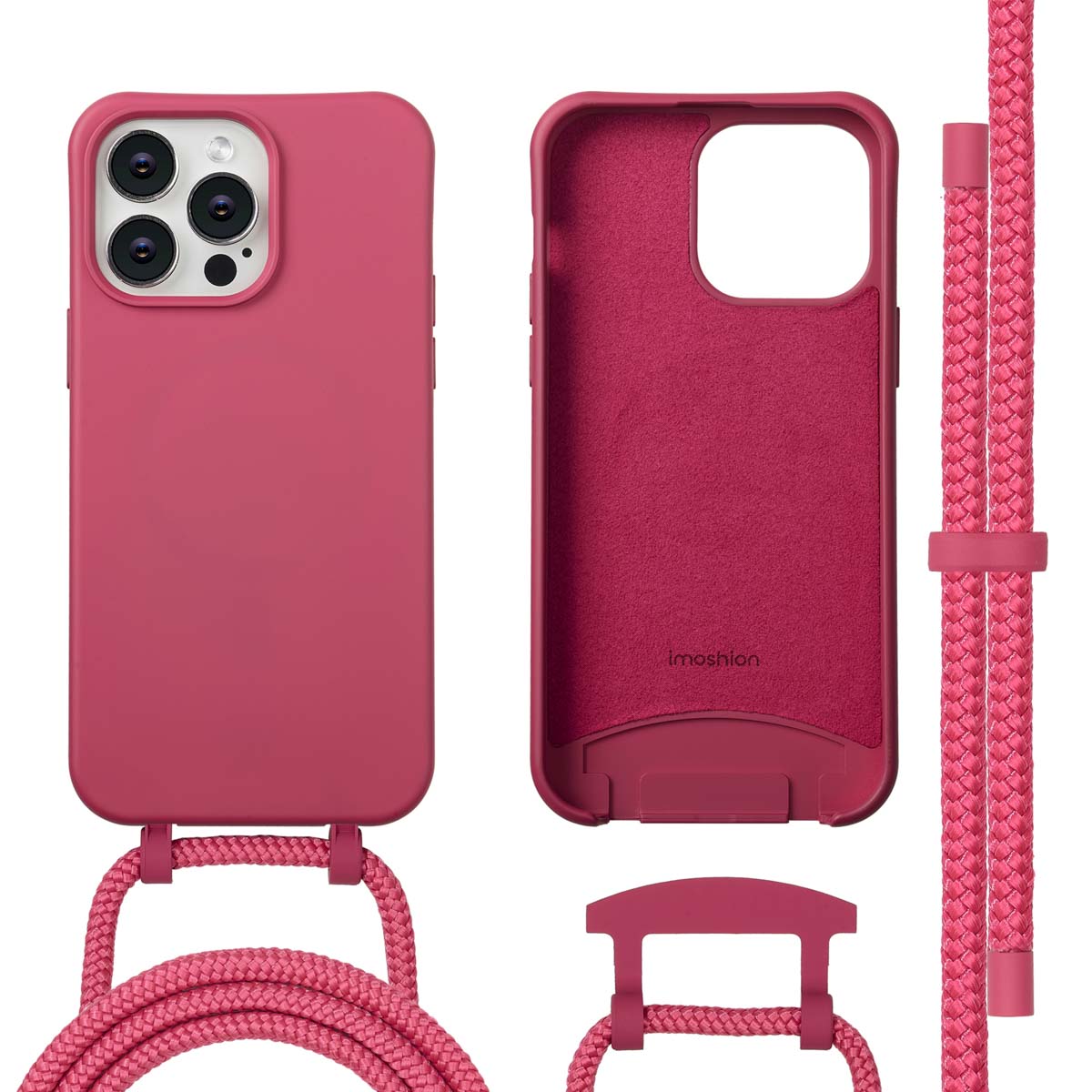 imoshion Coque arrière Color avec cordon amovible et MagSafe Apple iPhone 14 Pro Max - Raspberry