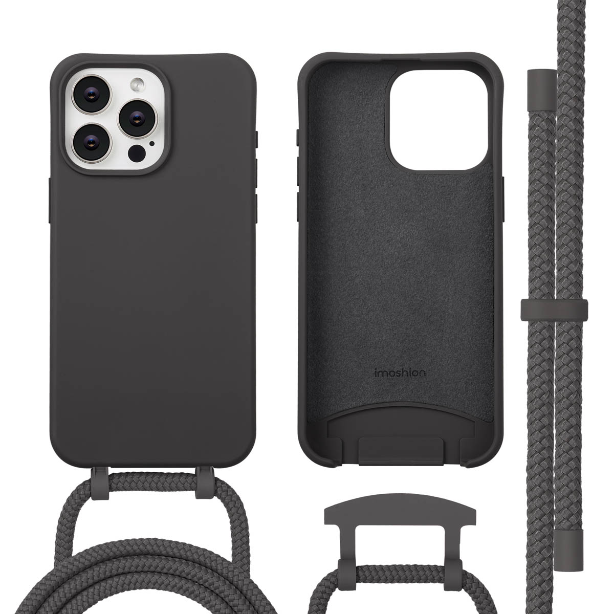 imoshion Coque arrière Color avec cordon amovible et MagSafe Apple iPhone 15 Pro Max - Black Coffee