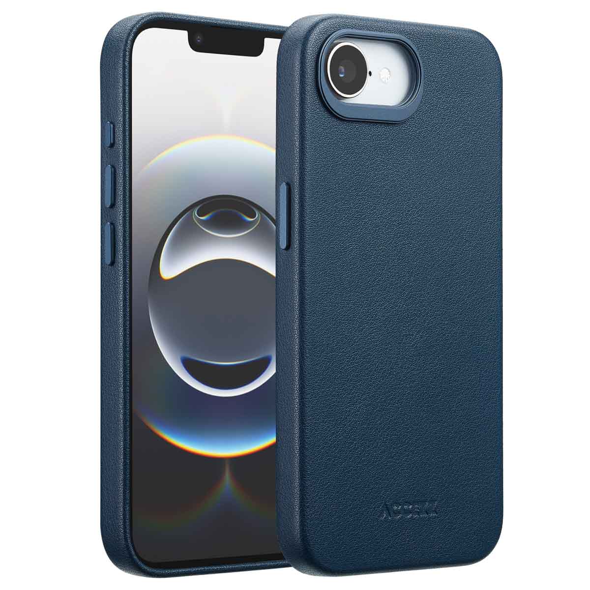 Accezz MagSafe Leather Backcover voor de Apple iPhone 17e / 16e - Nightfall Blue