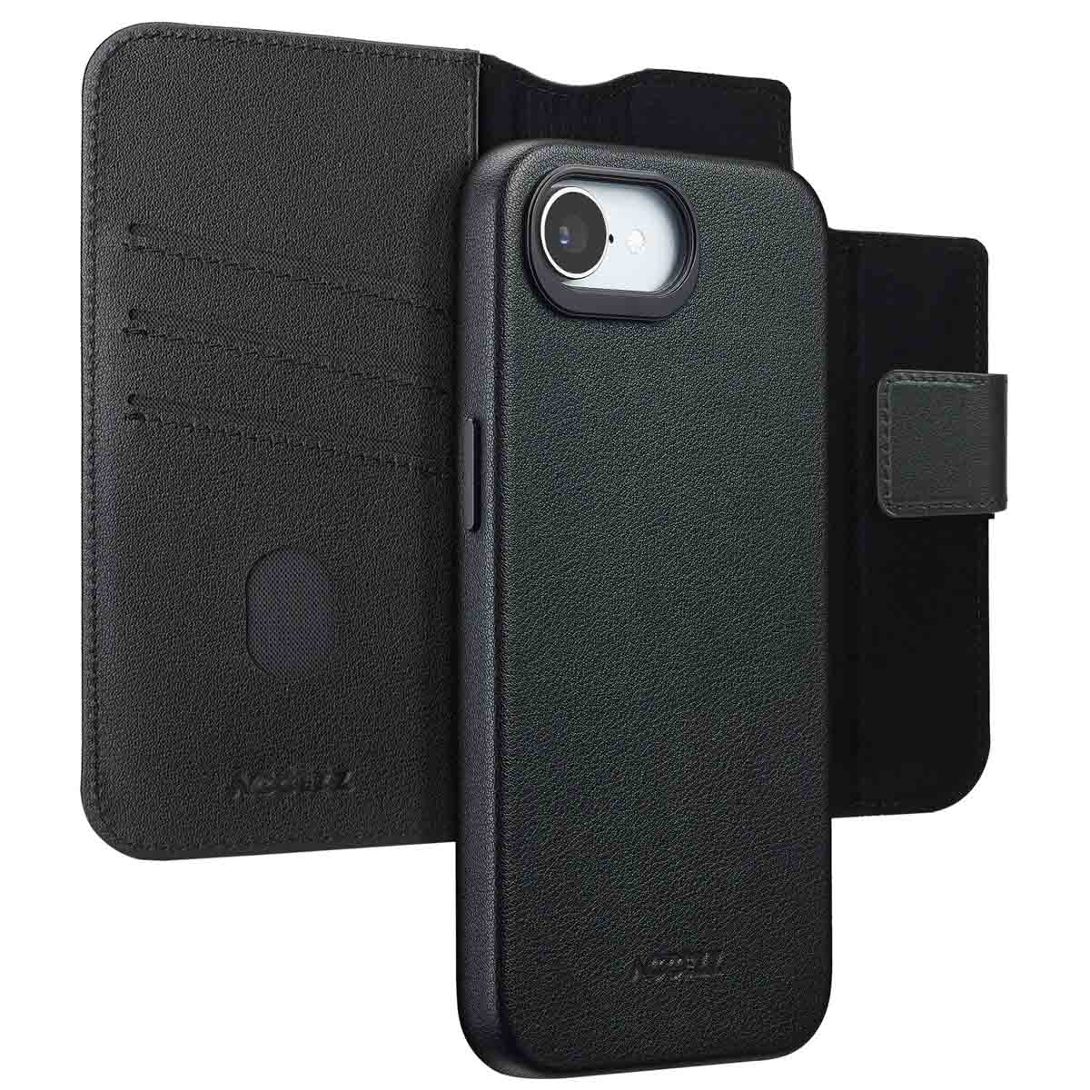 Accezz Leather Bookcase 2-in-1 met MagSafe voor de Apple iPhone 17e / 16e - Onyx Black