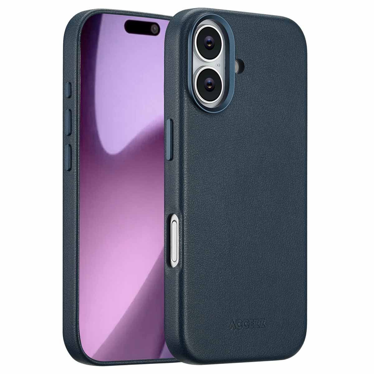 Accezz MagSafe Leather Backcover voor de Apple iPhone 17 - Nightfall Blue