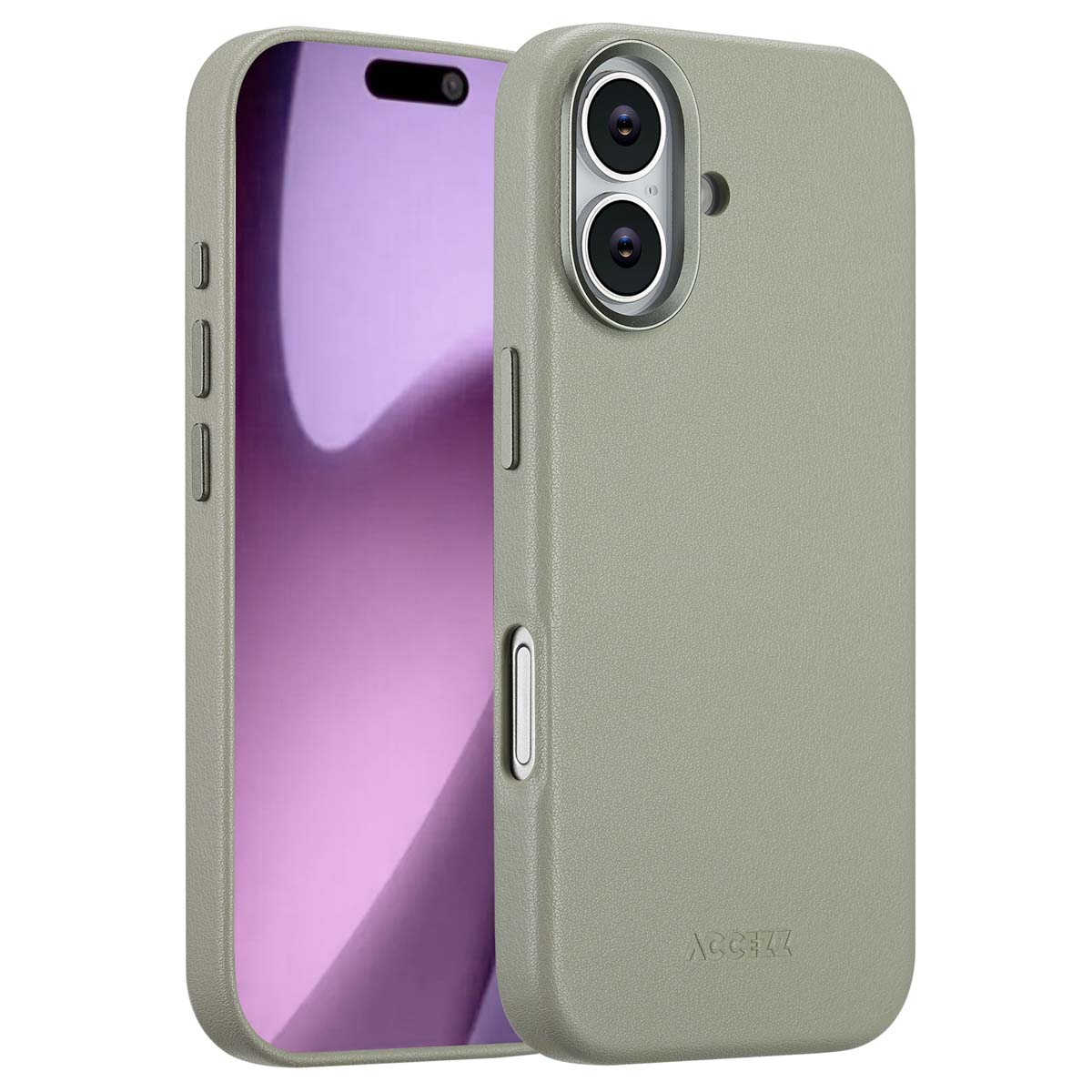 Accezz MagSafe Leather Backcover voor de Apple iPhone 17 - Light Grey