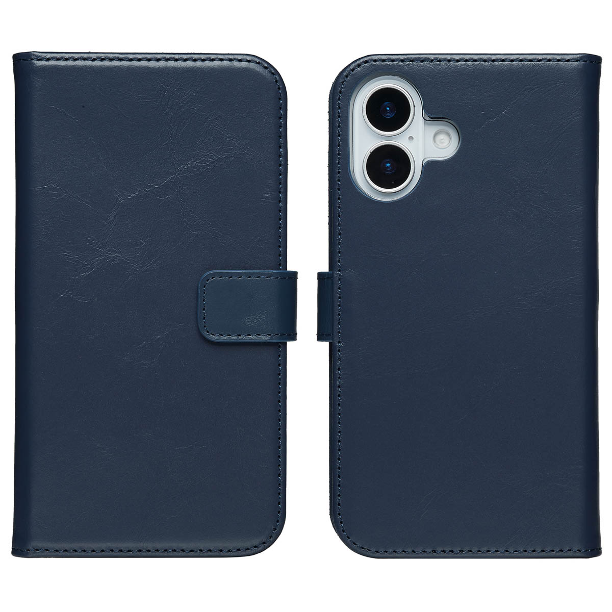 Selencia Echt Leren Bookcase voor de Apple iPhone 17 - Blauw