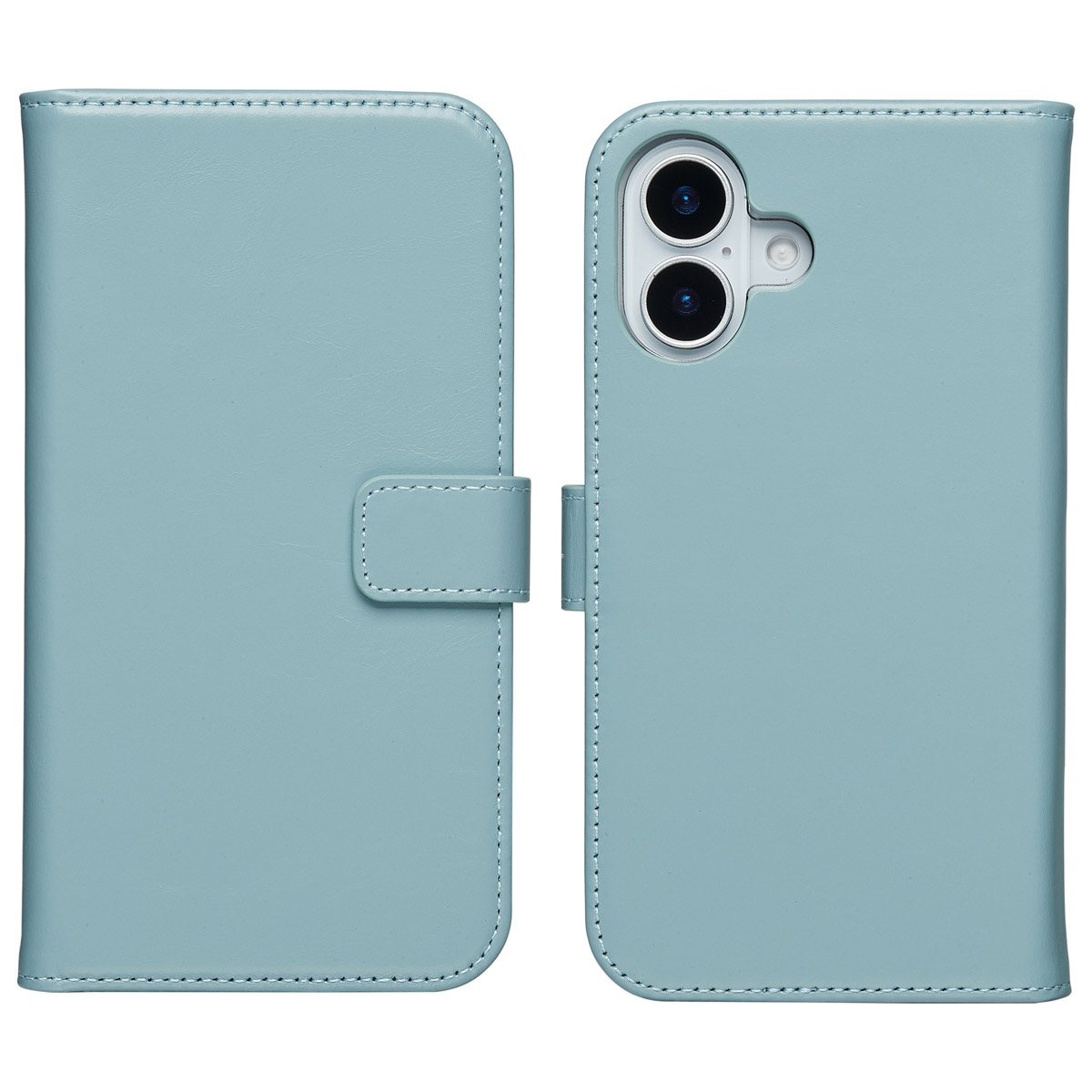 Selencia Echt Leren Bookcase voor de Apple iPhone 17 - Air Blue