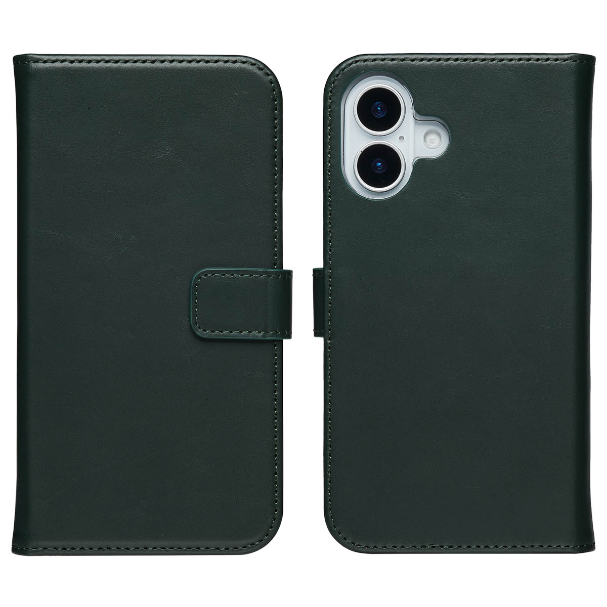 Selencia Echt Leren Bookcase voor de Apple iPhone 17 - Groen