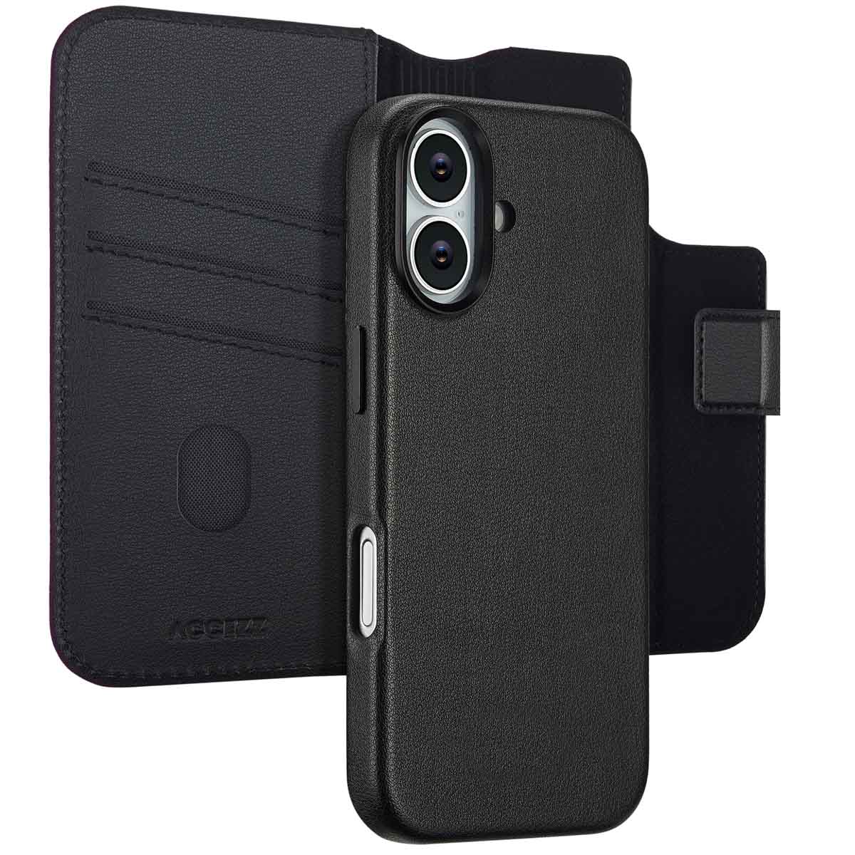 Accezz Leather Bookcase 2-in-1 met MagSafe voor de Apple iPhone 17 - Onyx Black