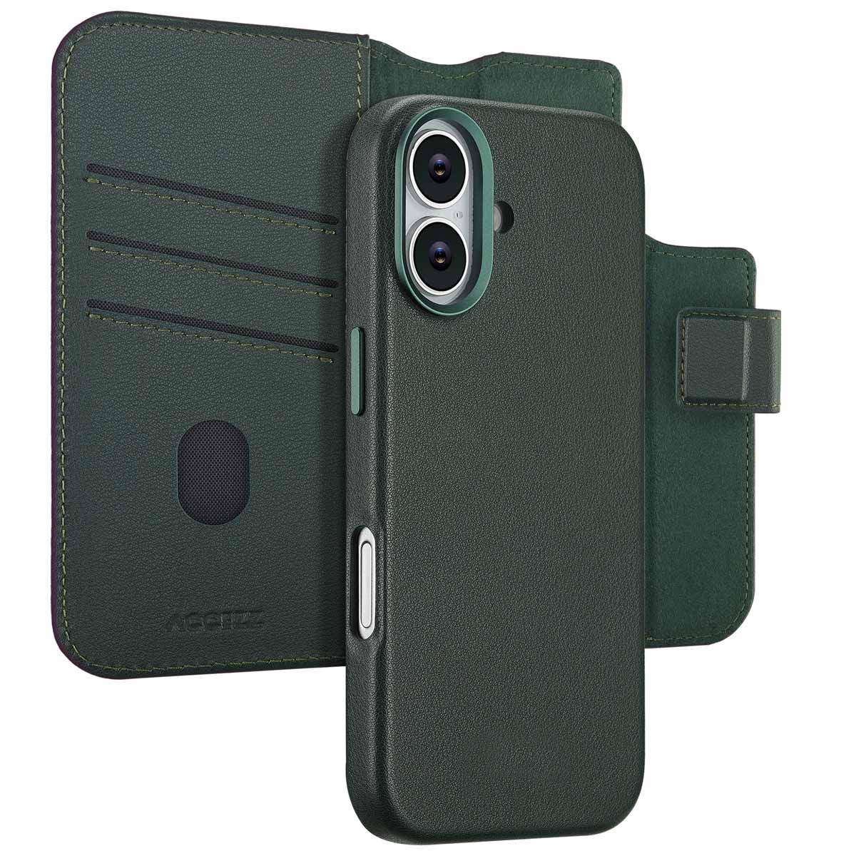 Accezz Leather Bookcase 2-in-1 met MagSafe voor de Apple iPhone 17 - Cedar Green
