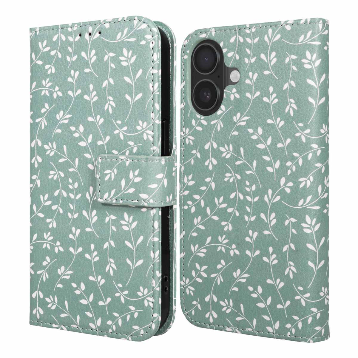 imoshion Design Bookcase voor de Apple iPhone 17 - Smoke Green Flowers