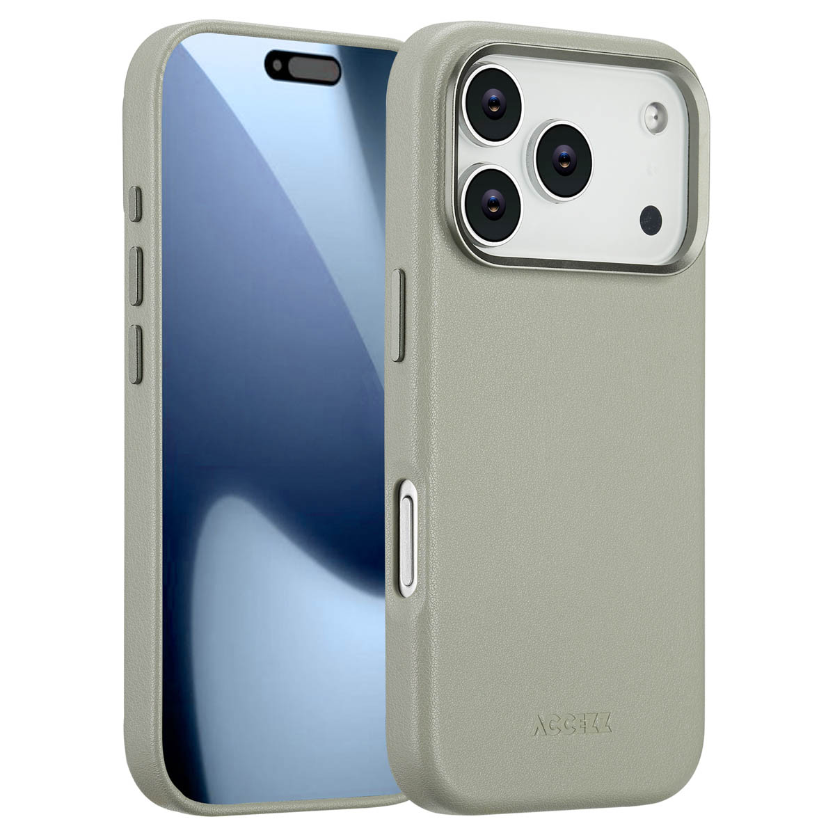 Accezz MagSafe Leather Backcover voor de Apple iPhone 17 Pro - Light Grey