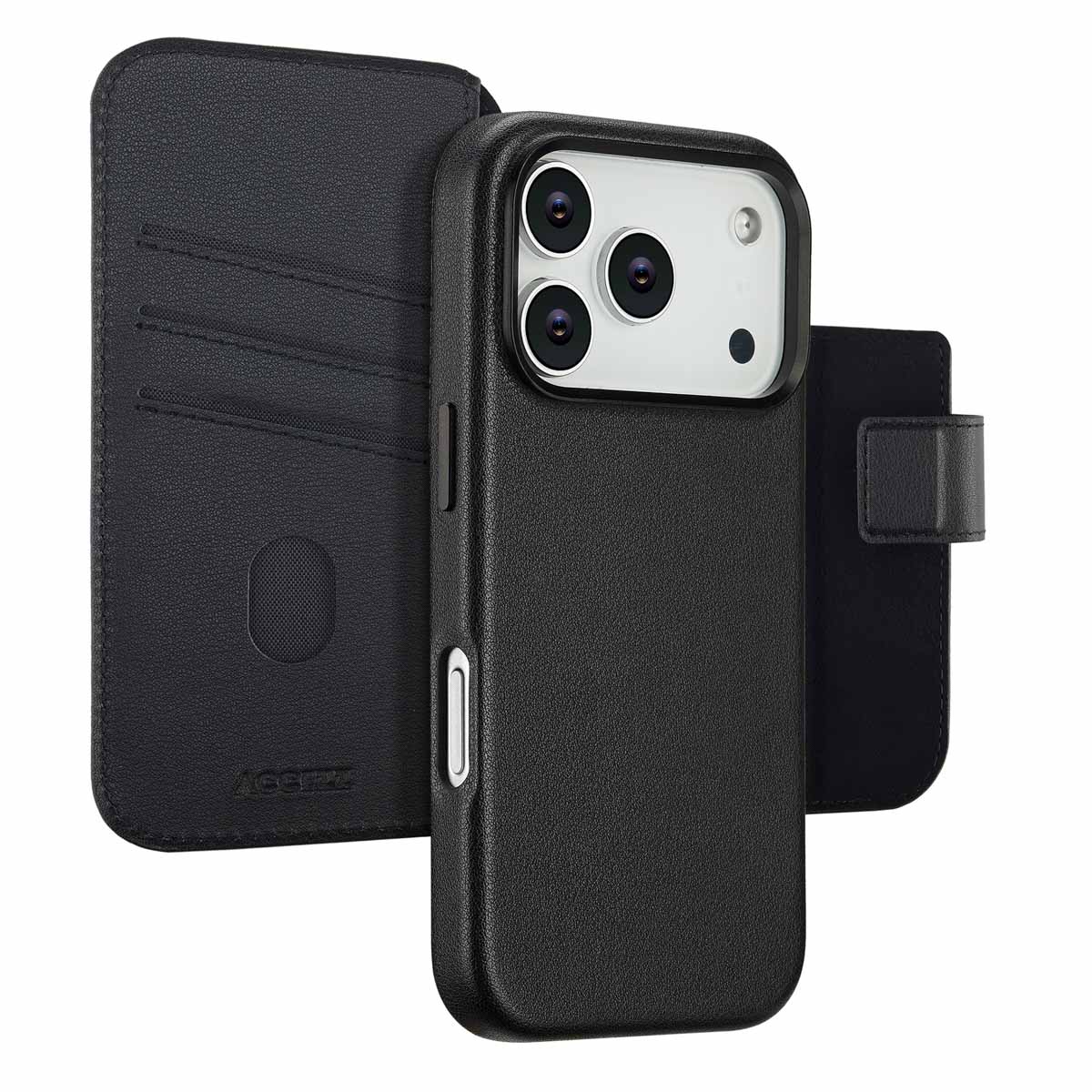 Accezz Leather Bookcase 2-in-1 met MagSafe voor de Apple iPhone 17 Pro - Onyx Black