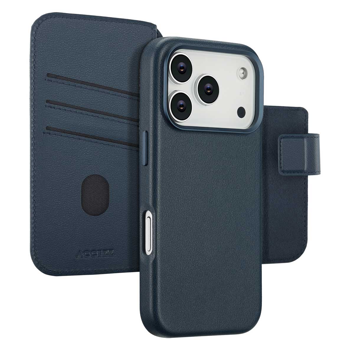 Accezz Leather Bookcase 2-in-1 met MagSafe voor de Apple iPhone 17 Pro - Nightfall Blue