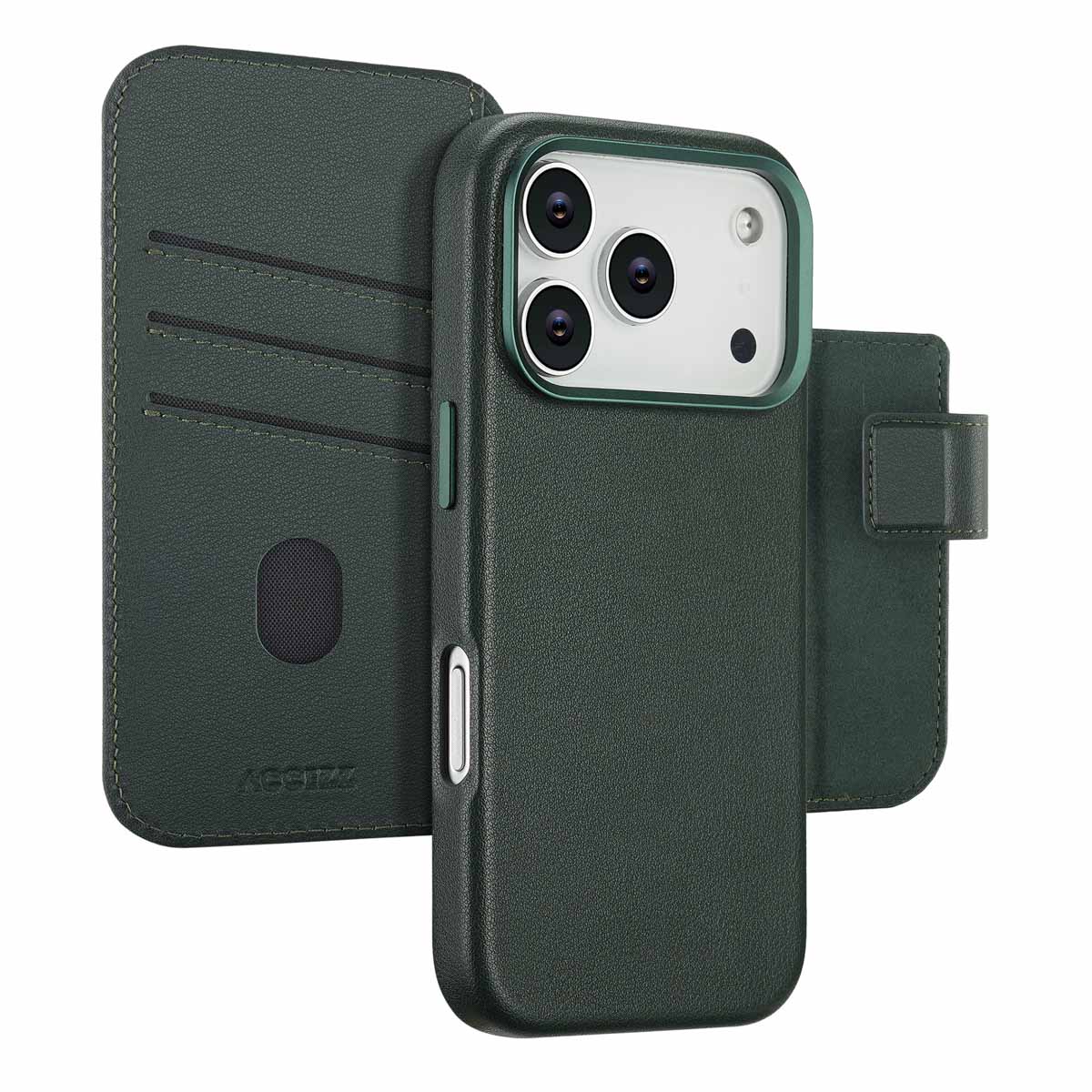 Accezz Leather Bookcase 2-in-1 met MagSafe voor de Apple iPhone 17 Pro - Cedar Green