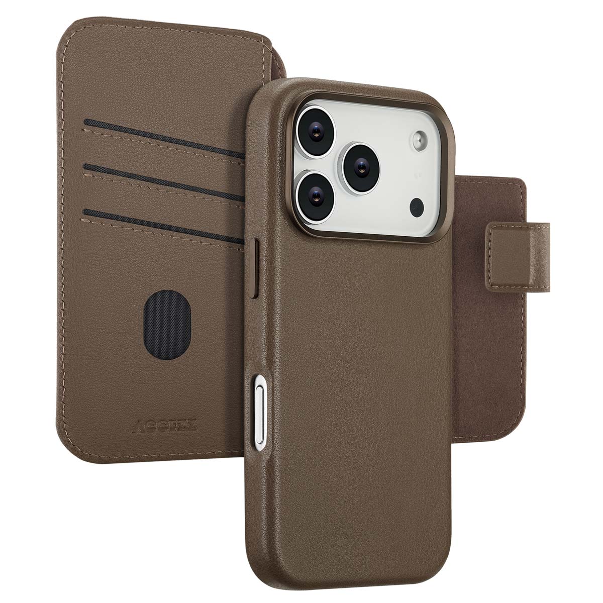 Accezz Leather Bookcase 2-in-1 met MagSafe voor de Apple iPhone 17 Pro - Coffee Brown