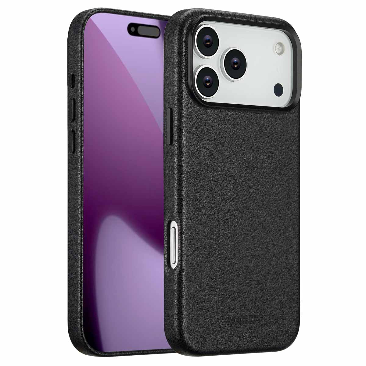 Accezz MagSafe Leather Backcover voor de Apple iPhone 17 Pro Max - Onyx Black