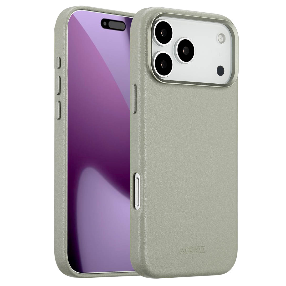 Accezz MagSafe Leather Backcover voor de Apple iPhone 17 Pro Max - Light Grey