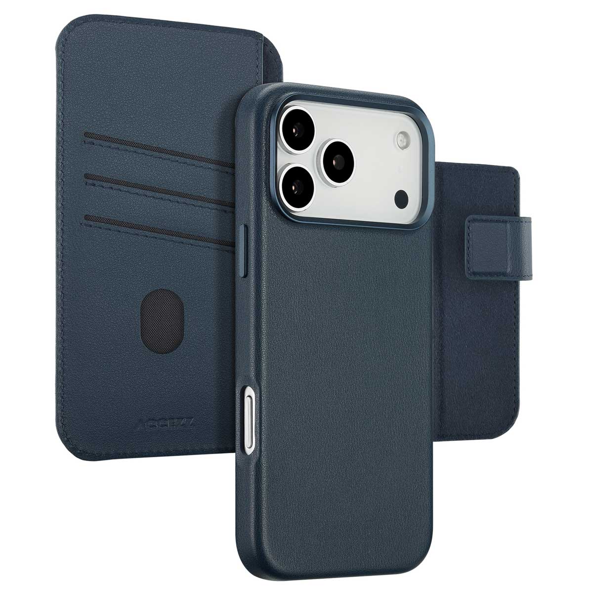 Accezz Leather Bookcase 2-in-1 met MagSafe voor de Apple iPhone 17 Pro Max - Nightfall Blue