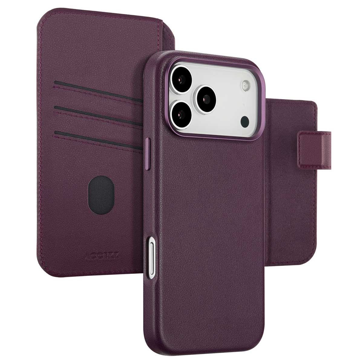 Accezz Leather Bookcase 2-in-1 met MagSafe voor de Apple iPhone 17 Pro Max - Heath Purple