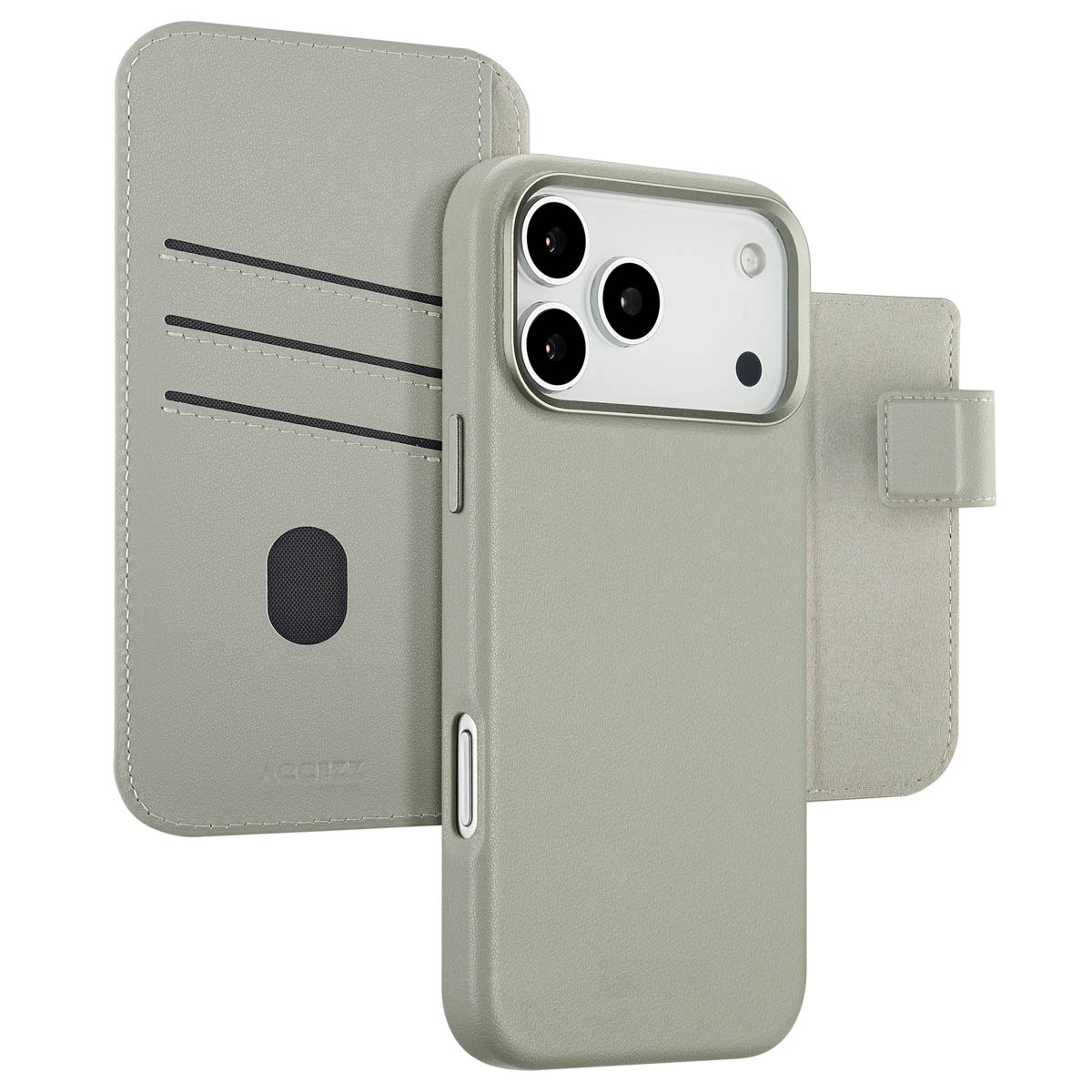 Accezz Leather Bookcase 2-in-1 met MagSafe voor de Apple iPhone 17 Pro Max - Light Grey