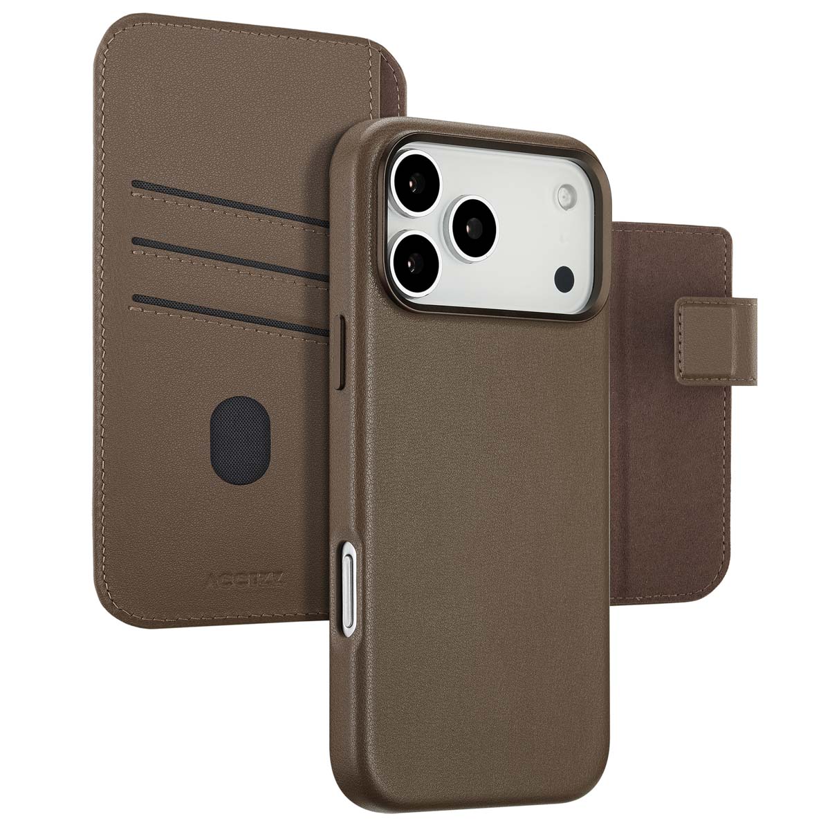 Accezz Leather Bookcase 2-in-1 met MagSafe voor de Apple iPhone 17 Pro Max - Coffee Brown