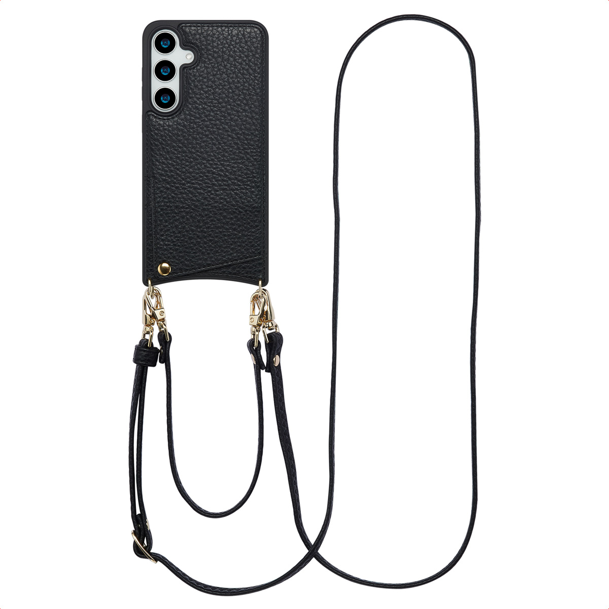 Selencia Nova Telefoonhoes met Koord en Pashouder voor de Samsung Galaxy S24 Plus / S25 Plus - Zwart