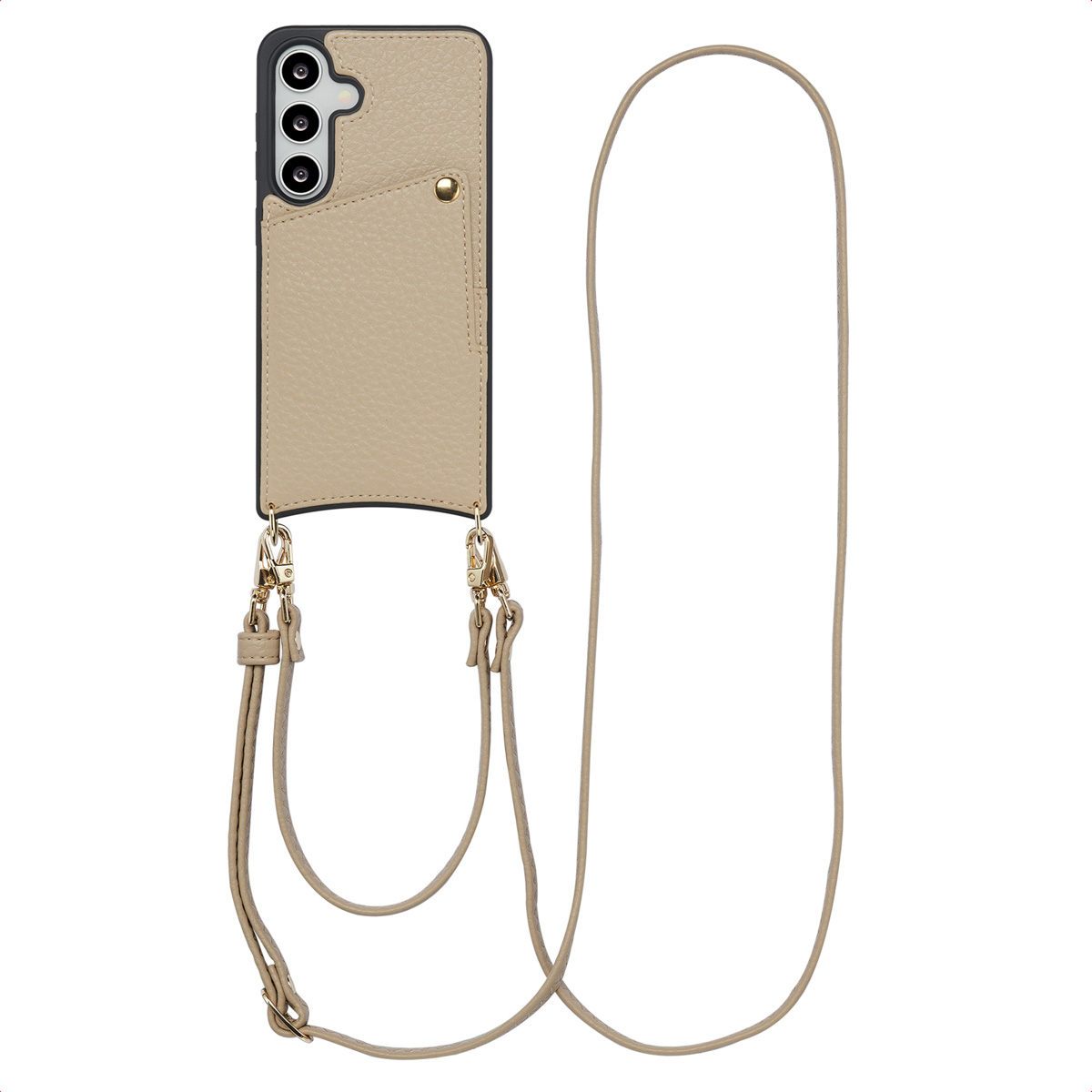 Selencia Nova Telefoonhoes met Koord en Pashouder voor de Samsung Galaxy S25 / S24 - Beige