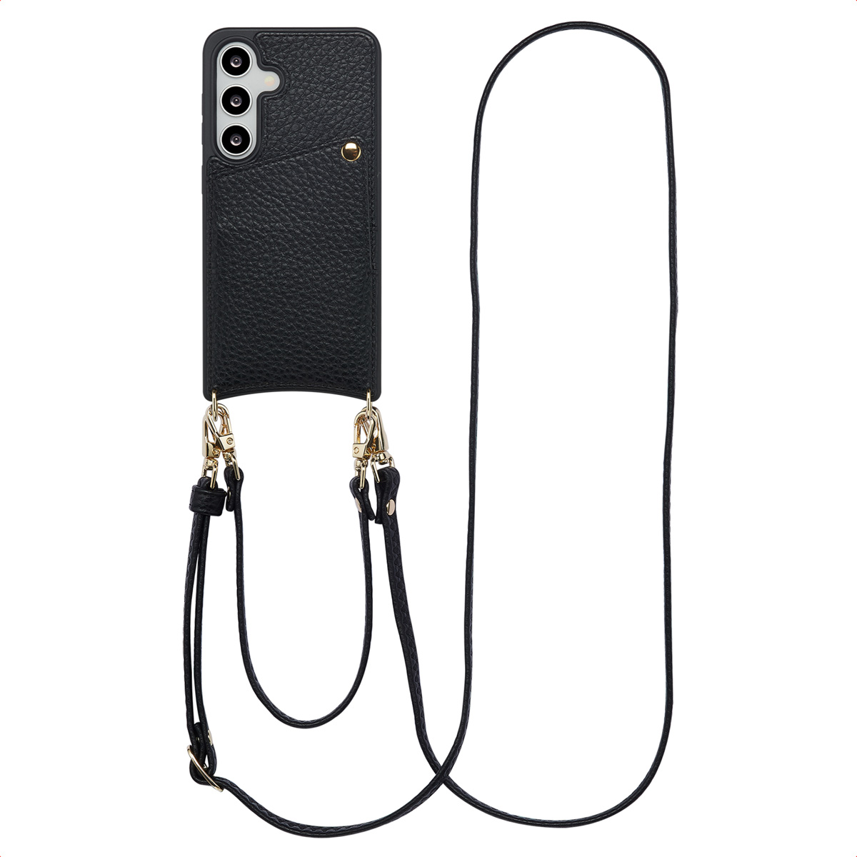 Selencia Nova Telefoonhoes met Koord en Pashouder voor de Samsung Galaxy S25 / S24 - Zwart
