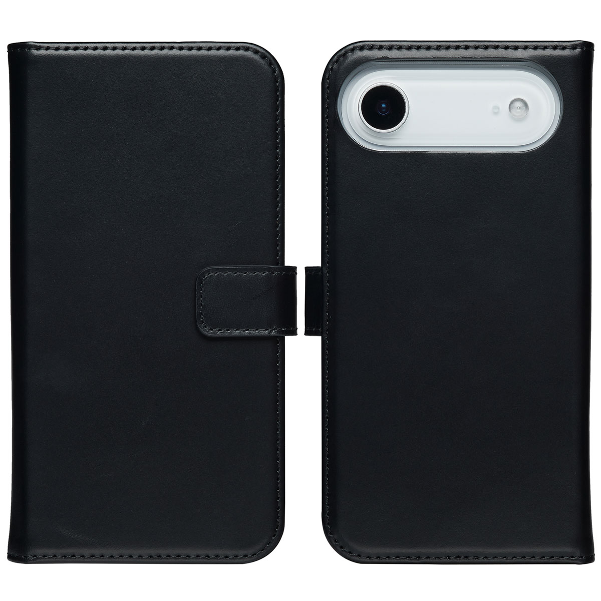 Selencia Echt Leren Bookcase voor de Apple iPhone Air - Zwart
