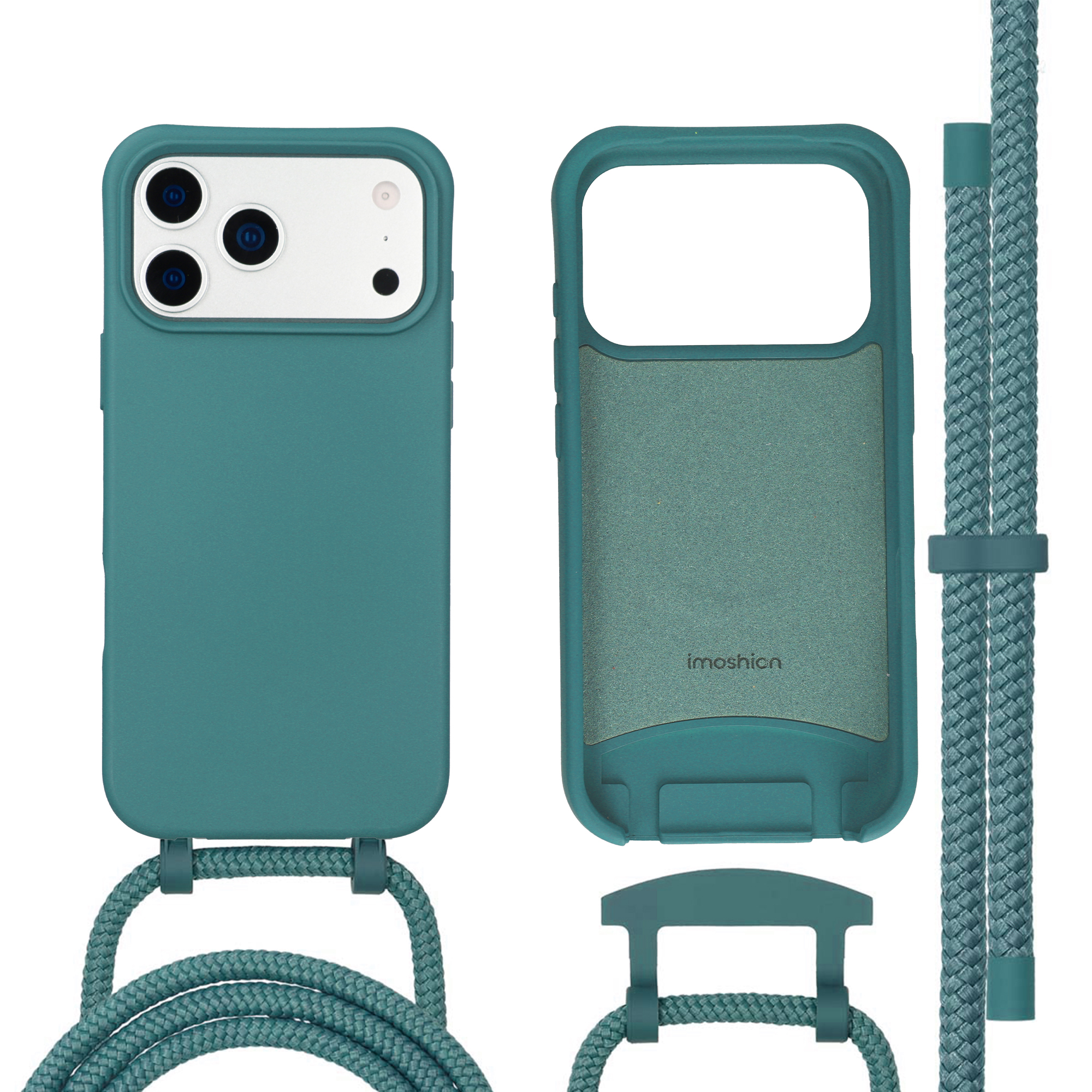 imoshion Coque arrière Color avec cordon amovible et MagSafe Apple iPhone 17 Pro - Vert foncé