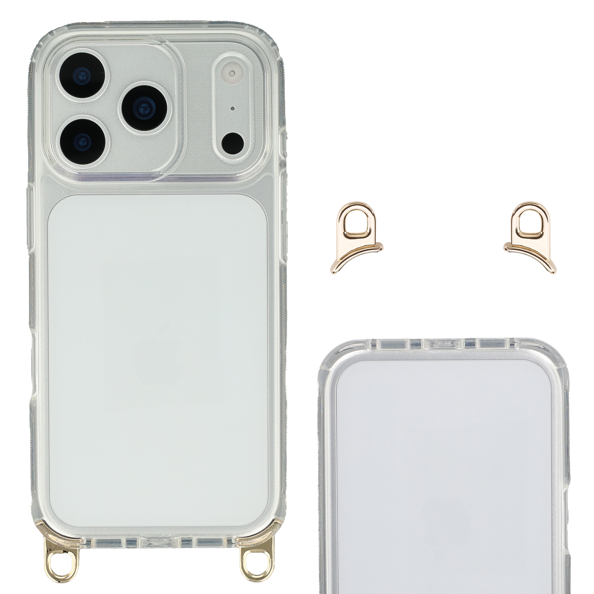 Selencia Backcover met afneembare haakjes voor de Apple iPhone 17 Pro - Transparant