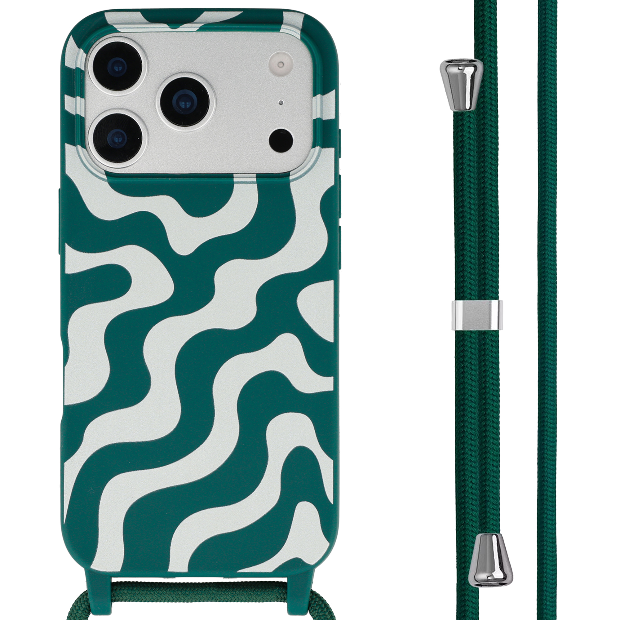 imoshion Coque design en silicone avec cordon Apple iPhone 17 Pro Max - Petrol Green Groovy