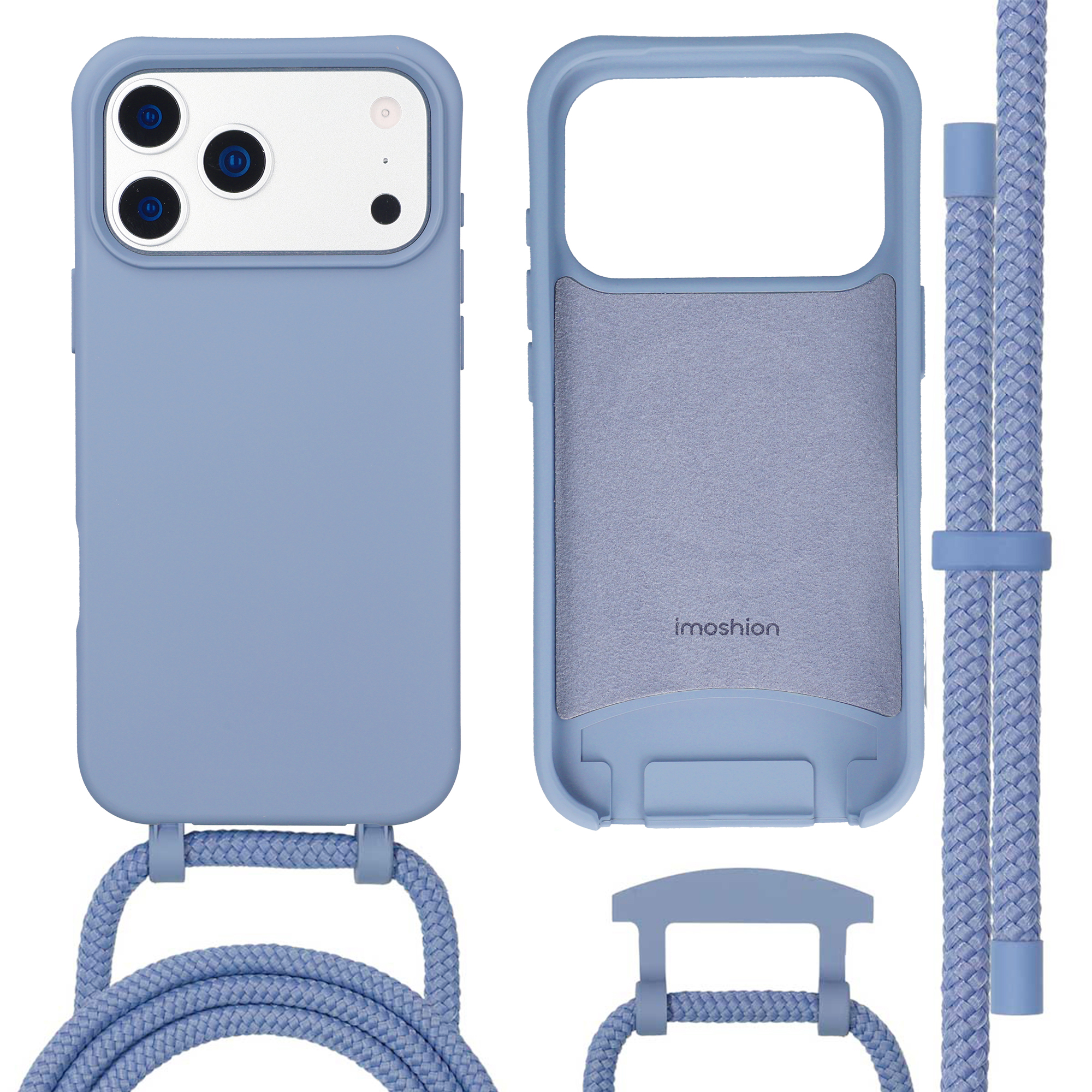 imoshion Coque arrière Color avec cordon amovible et MagSafe Apple iPhone 17 Pro Max - Ash Blue