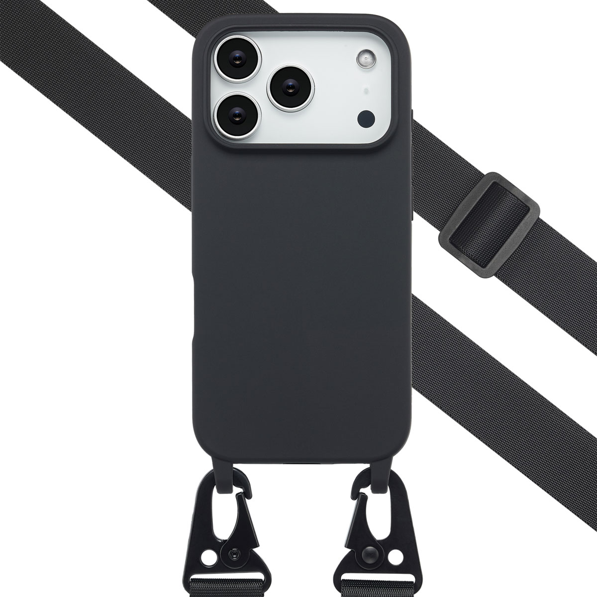 Selencia Coque silicone avec cordon amovible Apple iPhone 17 Pro Max - Noir