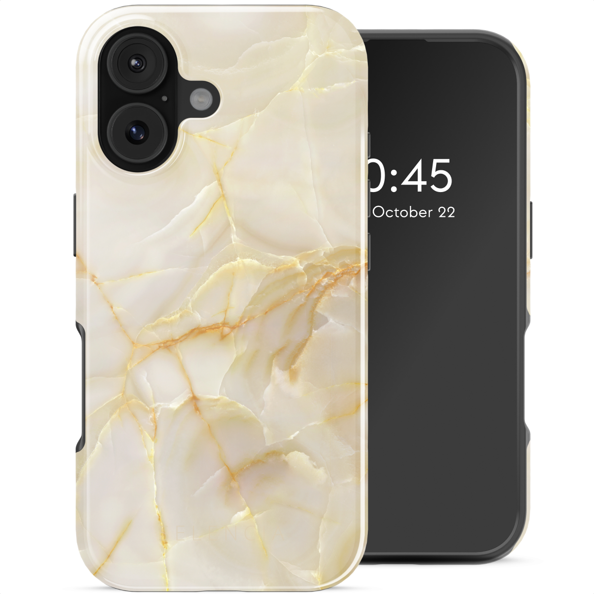 Selencia Vivid Backcover met MagSafe voor de Apple iPhone 17 - Golden Beige Marble