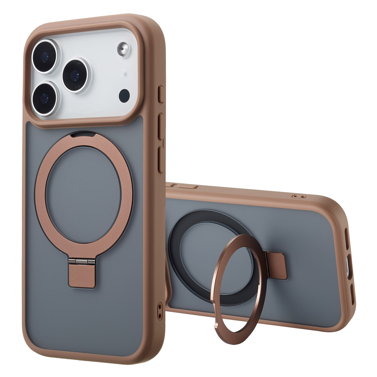 Accezz Coque Ring Stand avec MagSafe Apple iPhone 17 Pro - Marron