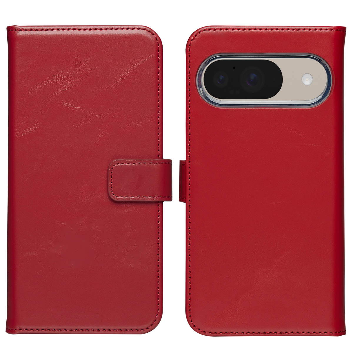 Selencia Echt Leren Bookcase voor de Google Pixel 10 / 10 Pro - Rood