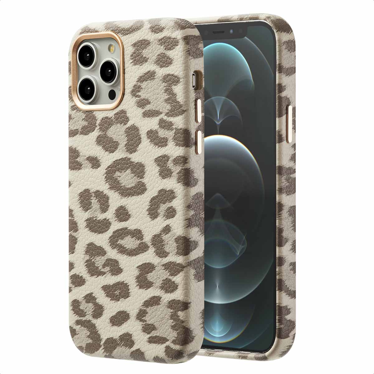 Selencia Coque Sabi imprimé panthère avec MagSafe Apple iPhone 12 (Pro) - Soft Ivory