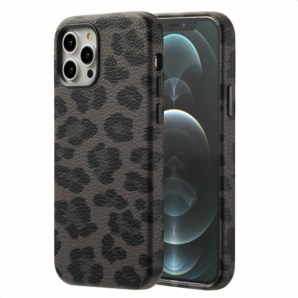 Selencia Coque Sabi imprimé panthère avec MagSafe Apple iPhone 12 (Pro) - Midnight Black