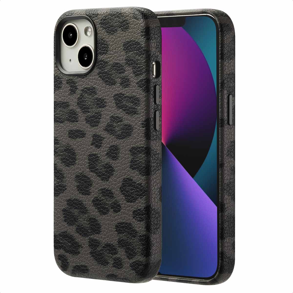 Selencia Coque Sabi imprimé panthère avec MagSafe Apple iPhone 13 - Midnight Black