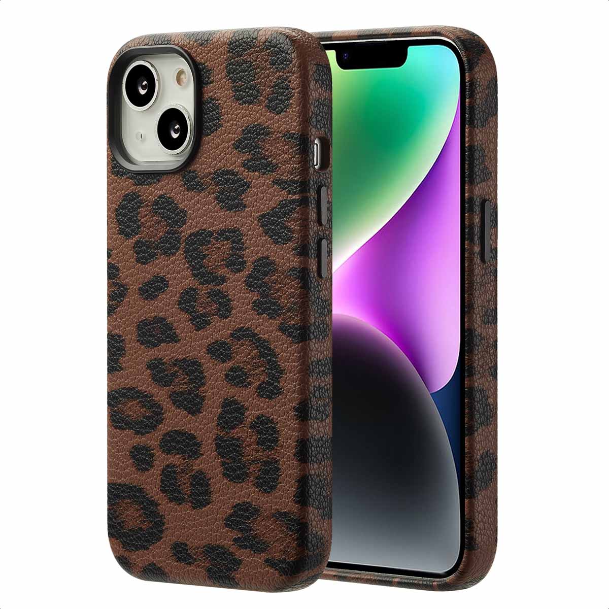 Selencia Coque Sabi imprimé panthère avec MagSafe Apple iPhone 14 - Mocha Brown