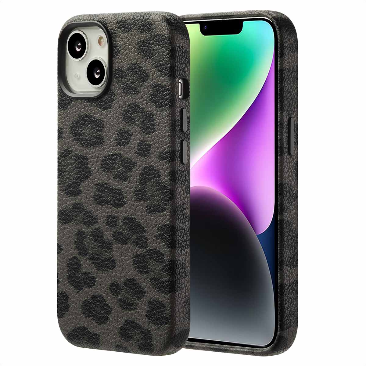 Selencia Coque Sabi imprimé panthère avec MagSafe Apple iPhone 14 - Midnight Black