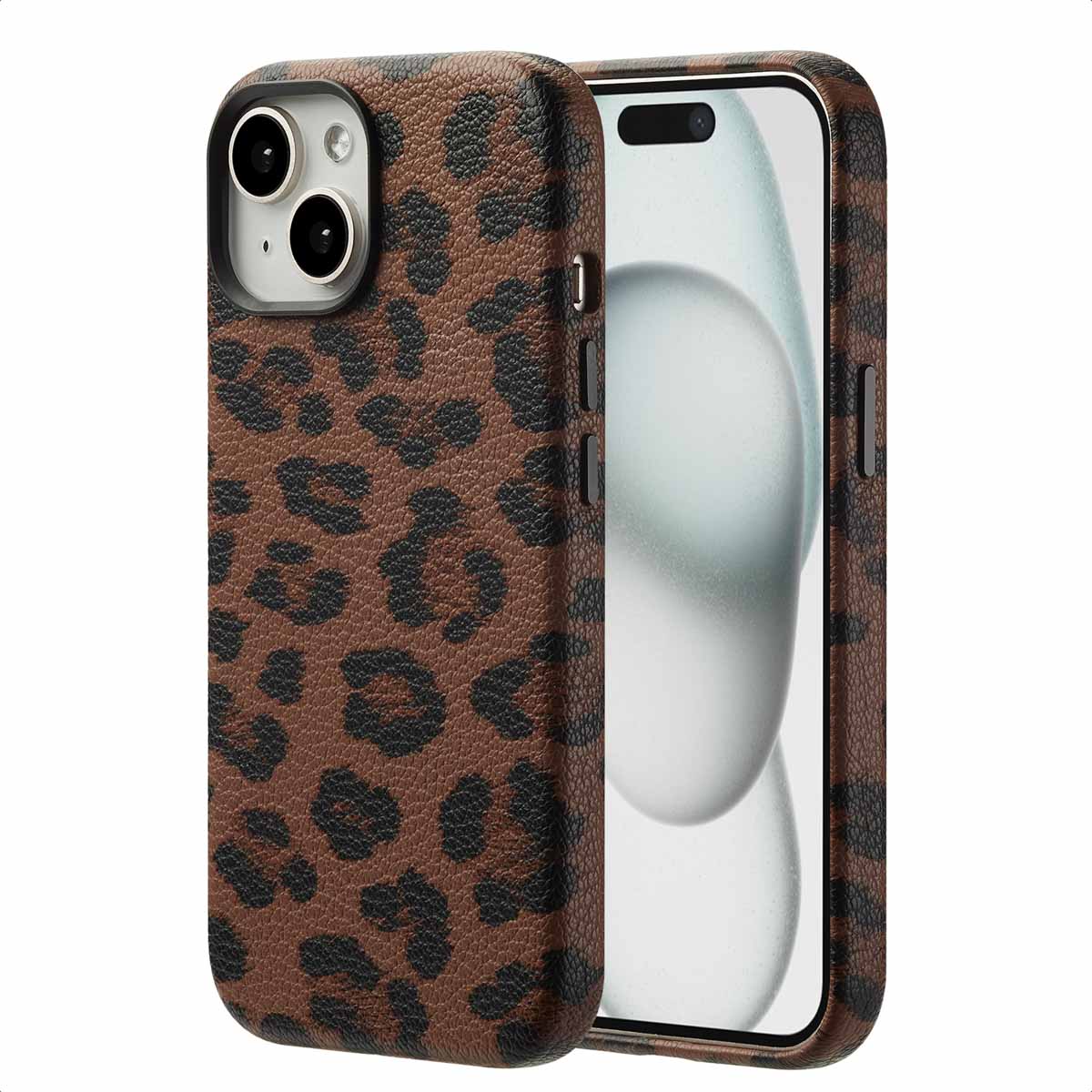 Selencia Coque Sabi imprimé panthère avec MagSafe Apple iPhone 15 - Mocha Brown
