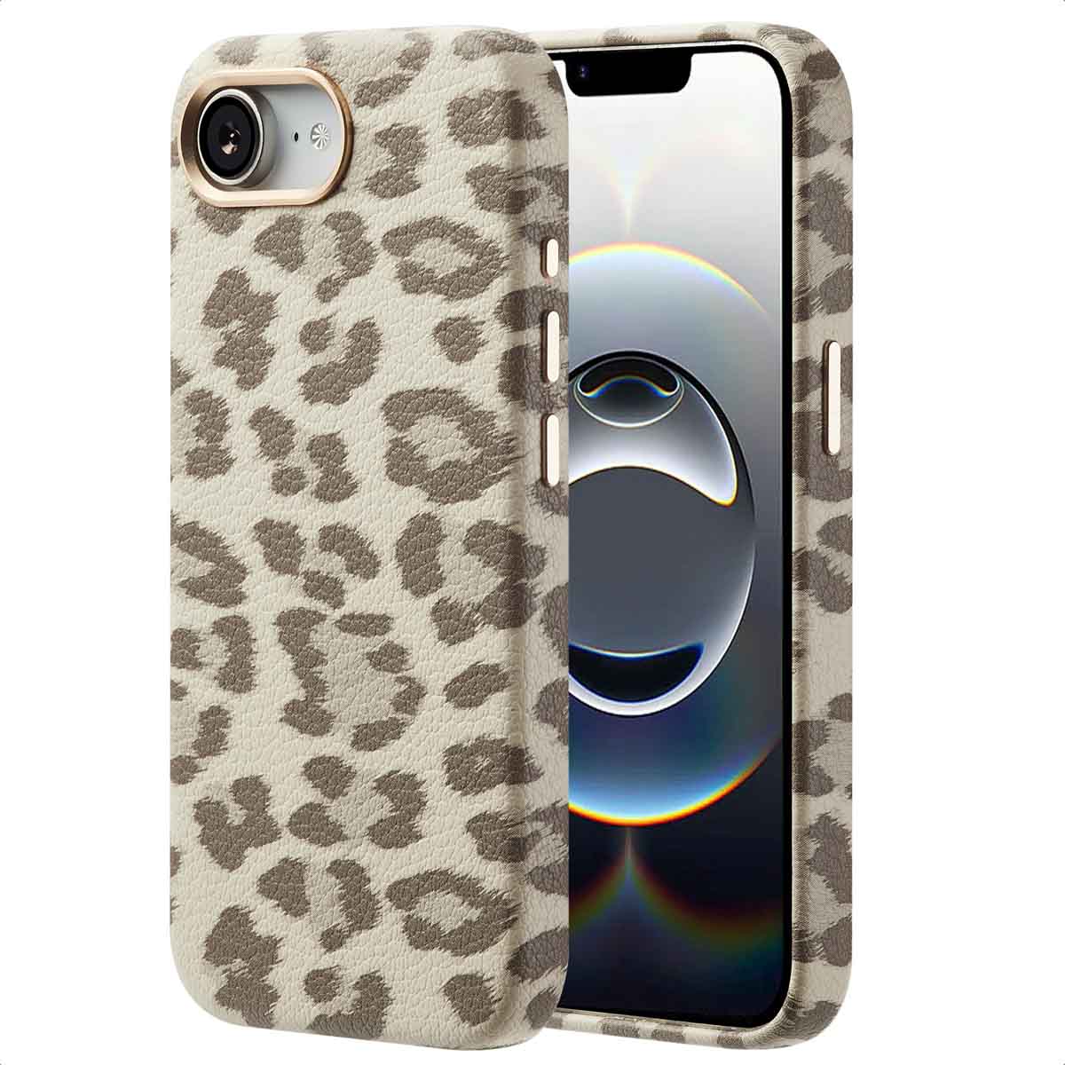 Selencia Sabi Backcover Panterprint met MagSafe voor de Apple iPhone 17e / 16e - Soft Ivory