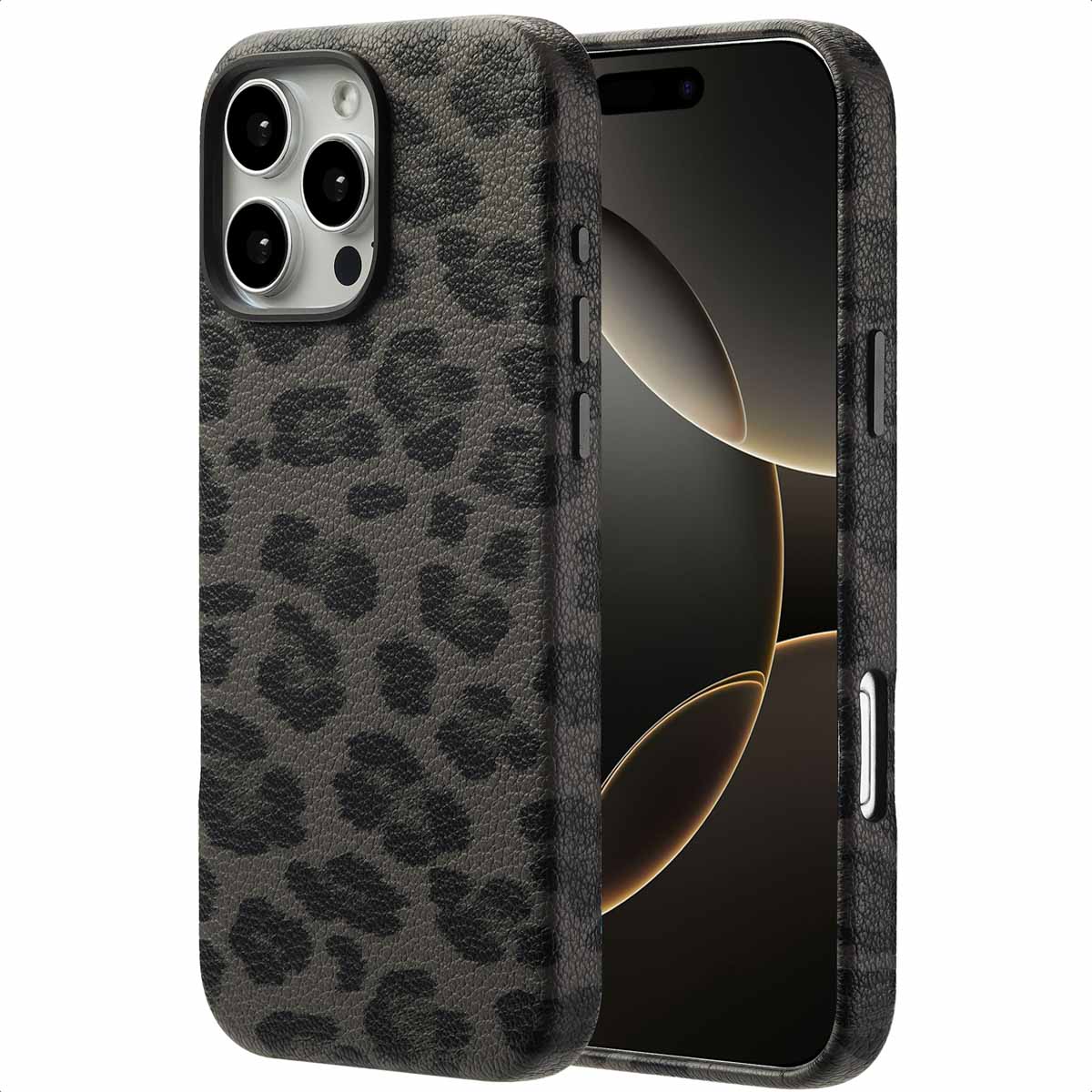 Selencia Coque Sabi imprimé panthère avec MagSafe Apple iPhone 16 Pro Max - Midnight Black