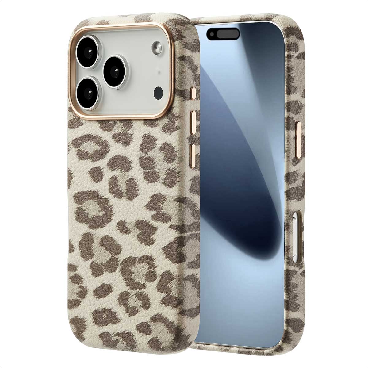 Selencia Coque Sabi imprimé panthère avec MagSafe Apple iPhone 18 Pro / 17 Pro - Soft Ivory