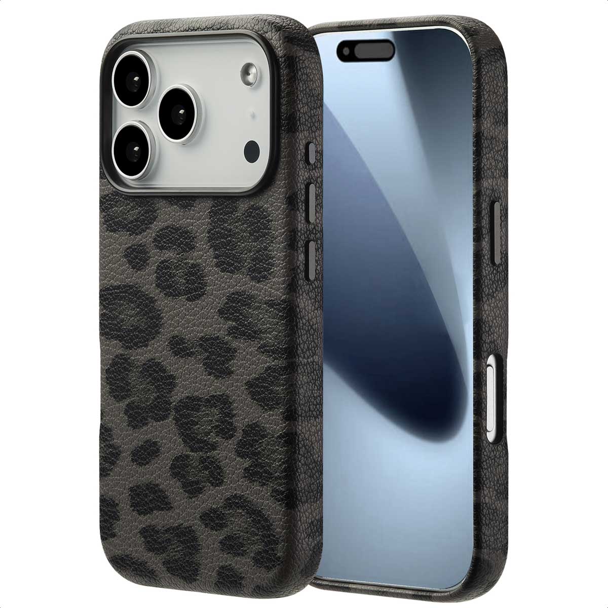 Selencia Coque Sabi imprimé panthère avec MagSafe Apple iPhone 18 Pro / 17 Pro - Midnight Black